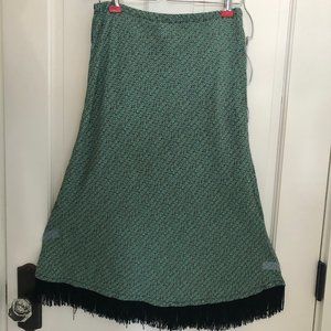 Salaam! Green and Blue skirt with fringe S/M